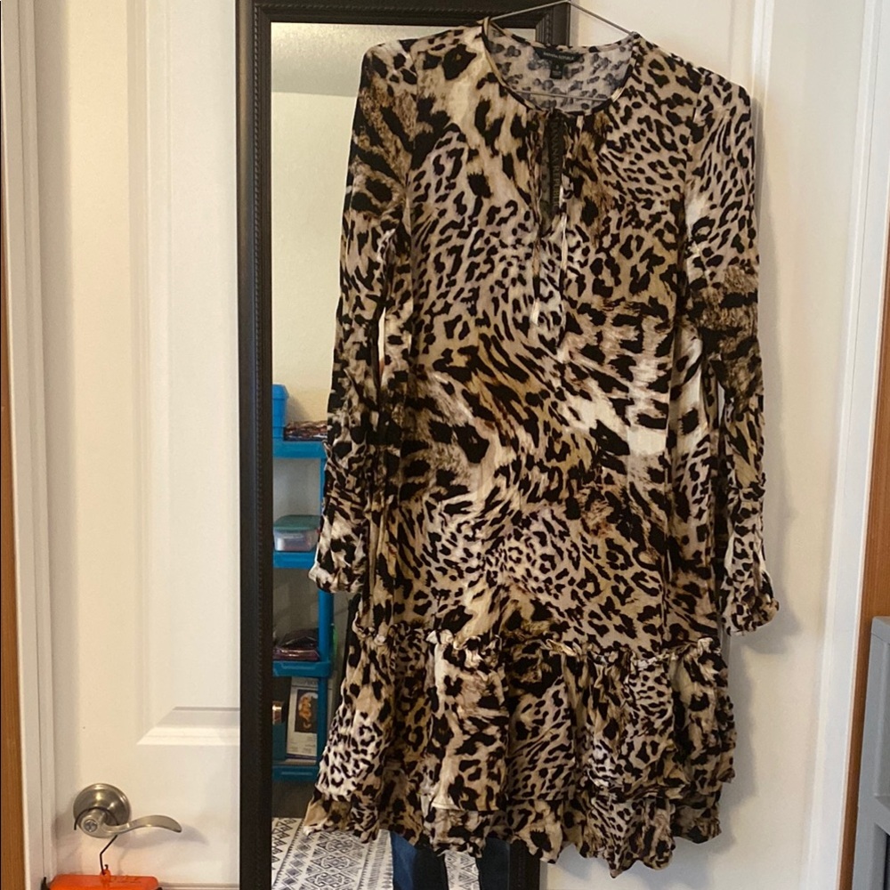 Banana Republic Leopard Print Long Sleeve Dress Small
